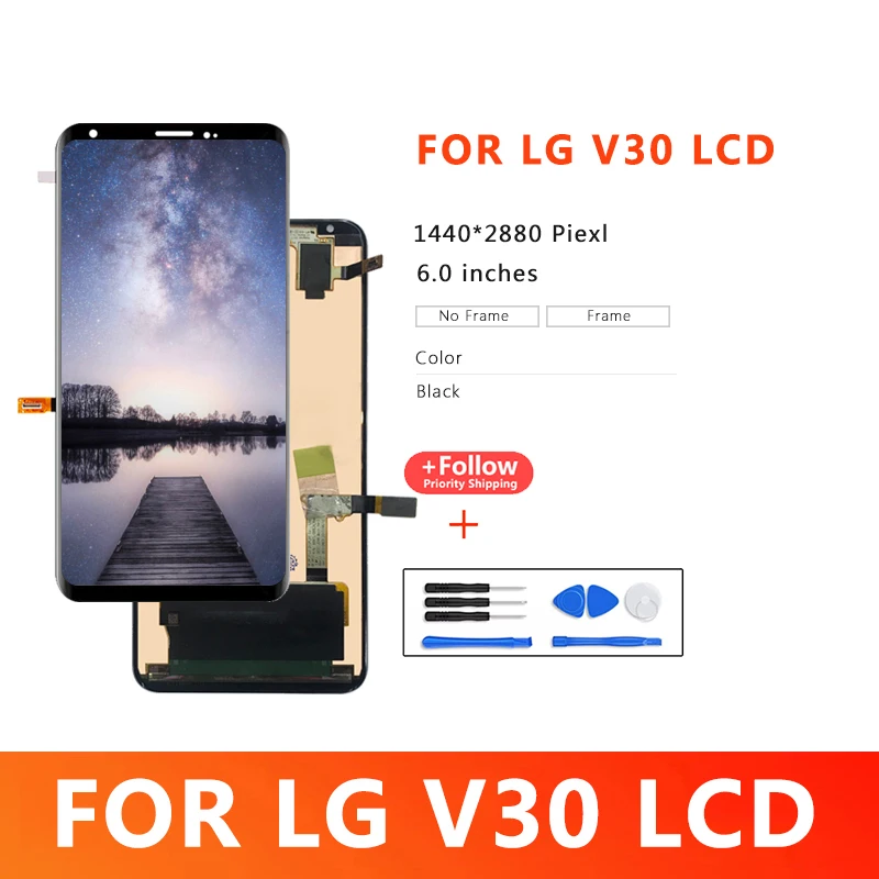 

6.0" With Frame Display For LG V30 LCD H930 H933 LCD Touch Screen Digitizer AssemblyFor LG V30 Screen Replacement