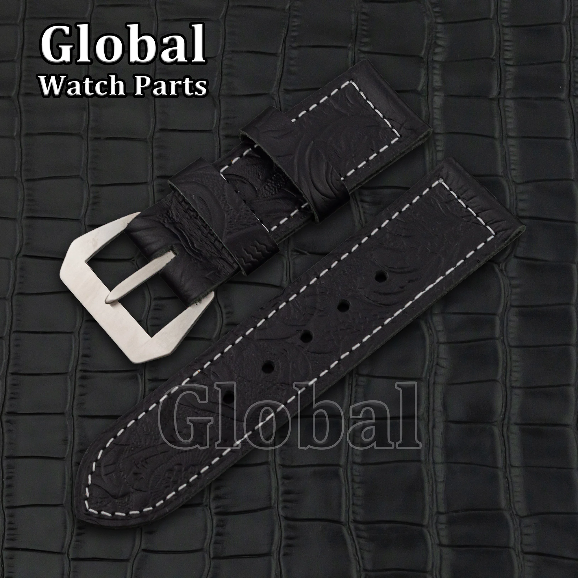 26 مللي متر حزام ساعة جلد طبيعي صالح PAM 6152 جودة عالية خمر طبقة الرأس جلد البقر الرجال الساعات استبدال أجزاء الساعة