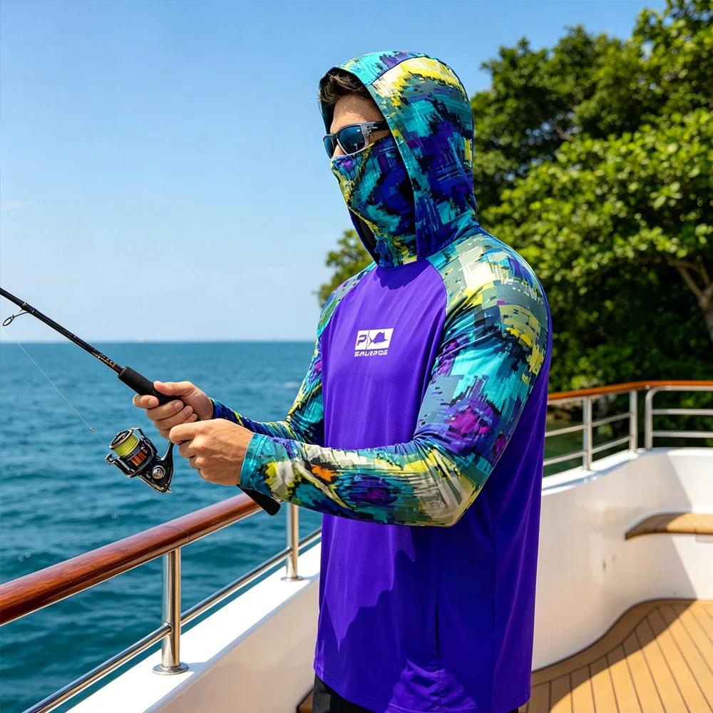 

Рыболовные рубашки с длинным рукавом, защита от солнца UPF 50+, дышащие быстросохнущие рыболовные худи для мужчин, одежда для рыбалки на открытом воздухе