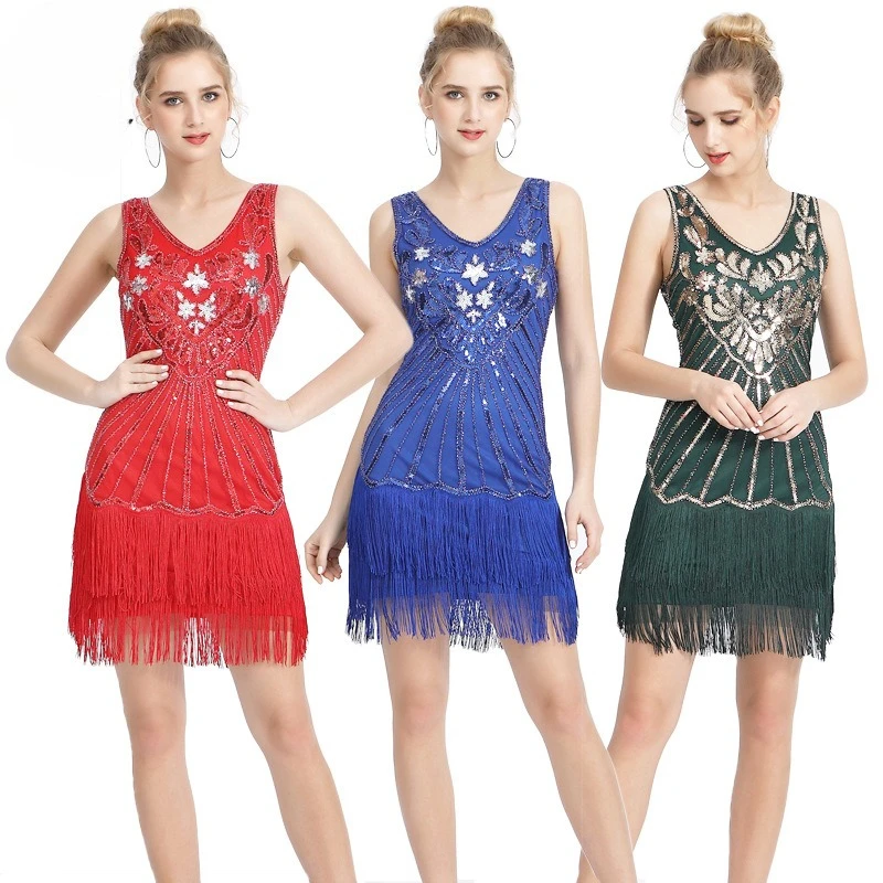 스팽글 태슬 드레스 파티 여성 의류 우아한 여성 드레스