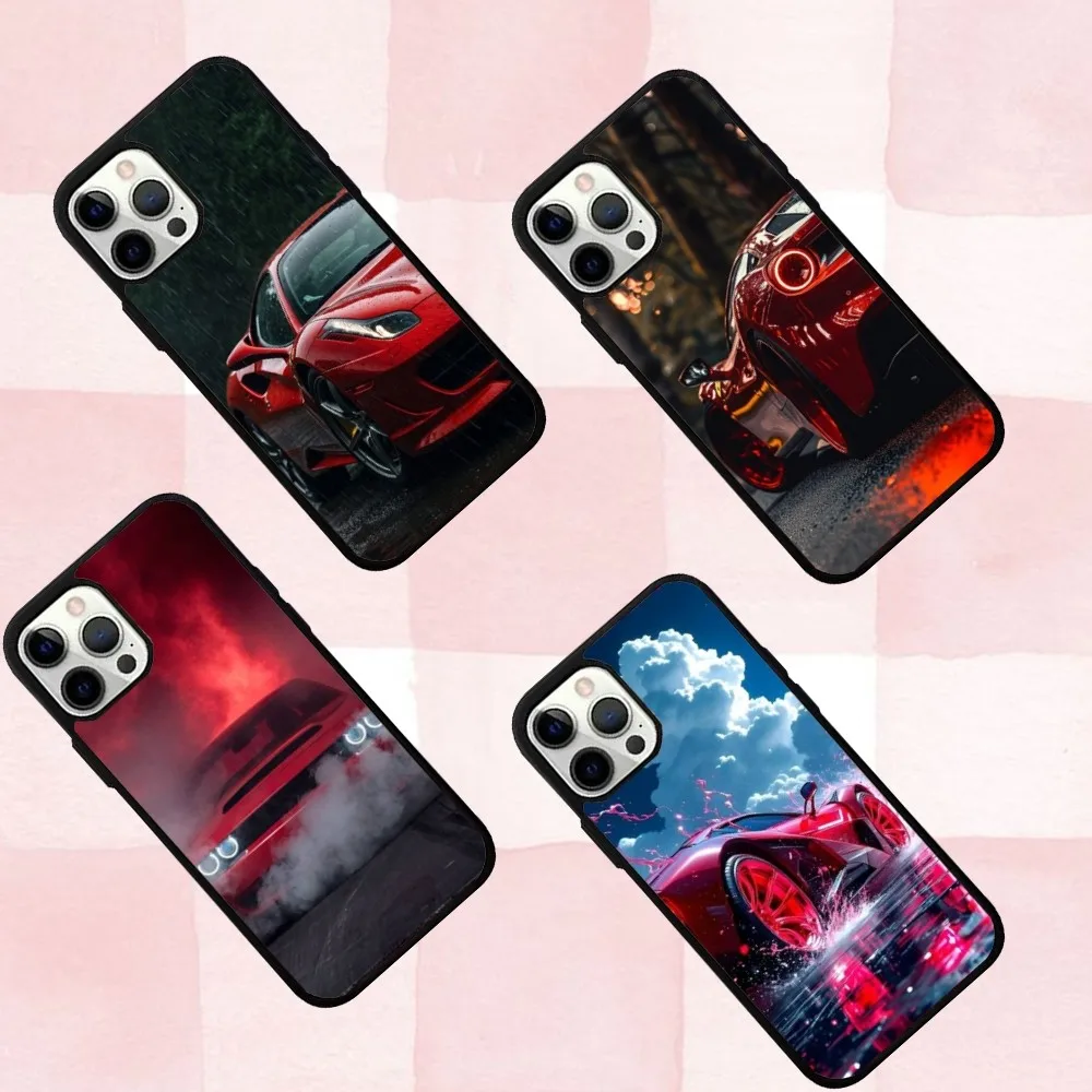 

Cool Red Car Phone Case For IPhone 16,se4,15,Pro,Max,Case 14,Plus,13,12,11 Magesafe Magnetic Wireless Charge Cover