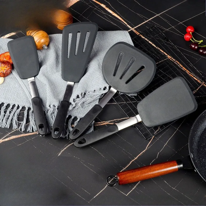 Espátula de silicona para carne, espátula para pescado, espátula para platos teppanyaki, espátula de silicona para ollas, espátula para panqueques, utensilio de cocina