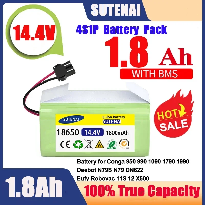 

14.4V 6.8Ah Li-ion battery for Cecotec Conga Excellence 950 990 1090 Ecovacs Deebot DN621 601/605 Eufy RoboVac 35C Panda i7 V710