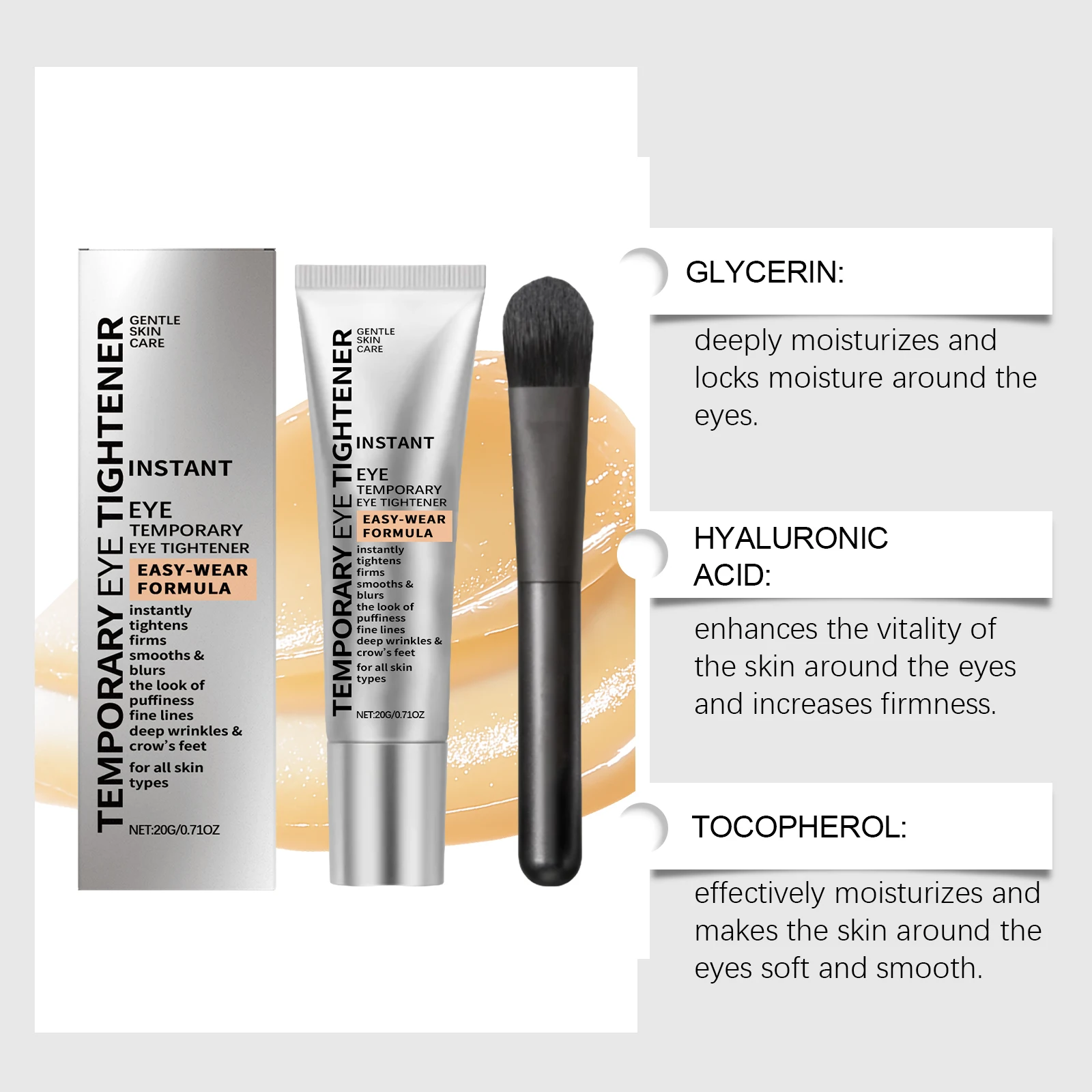Augenspanner-Creme, entfernt Augenringe, Tränensäcke, straffende Augenhaut, Faltenbeseitigung, reduziert Schwellungen, Augenreparaturcreme – Detail 9