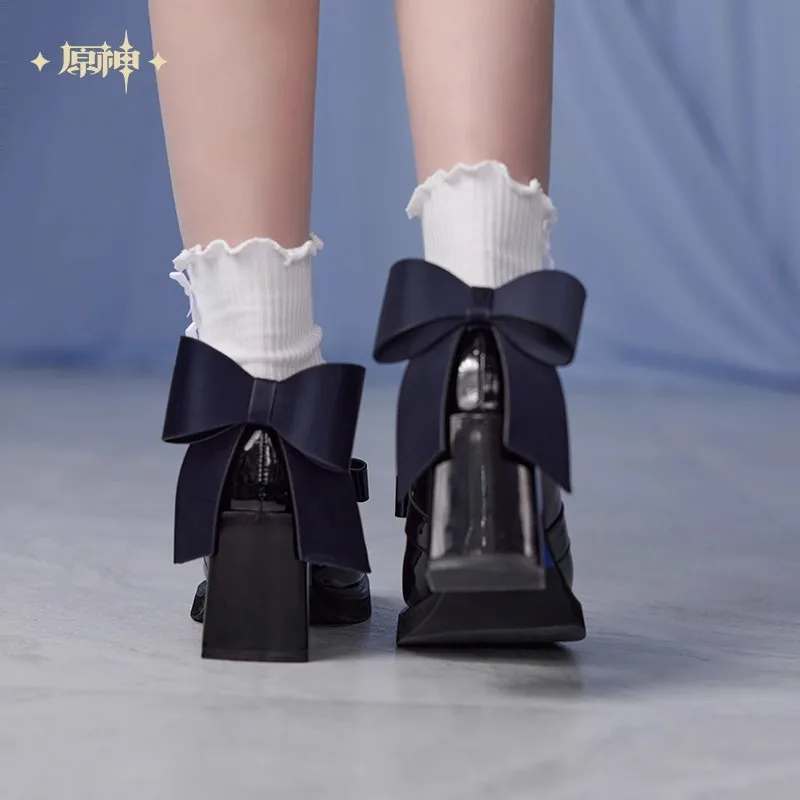 Pré-venda oficial genshin impacto genuíno furina tema impressão série anime quartiiro salto médio retalhos sapatos lefebvre