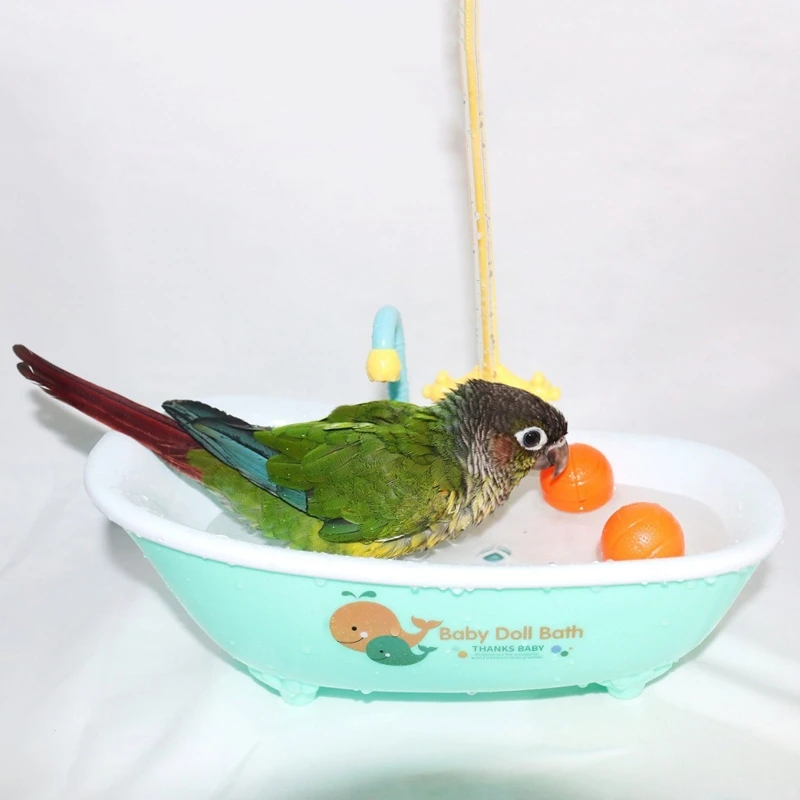 Pet Parrots Automatic Bath Tub Bird Bathing Box Shower Bowl Bathroom Swimming Pool Toy Auxiliary Bird Bathing Container