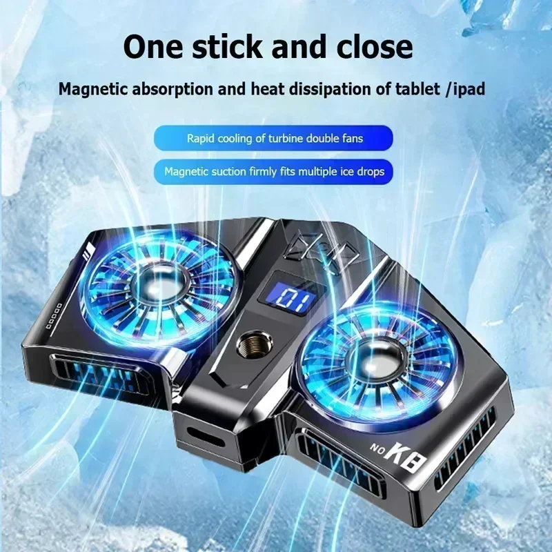 K8A Magnetic Cooling Fan Radiator K8 Back-Clip Universal Mobile Phone Cooler for IOS Android PUBG Live Broadcast Cool Heat Sink