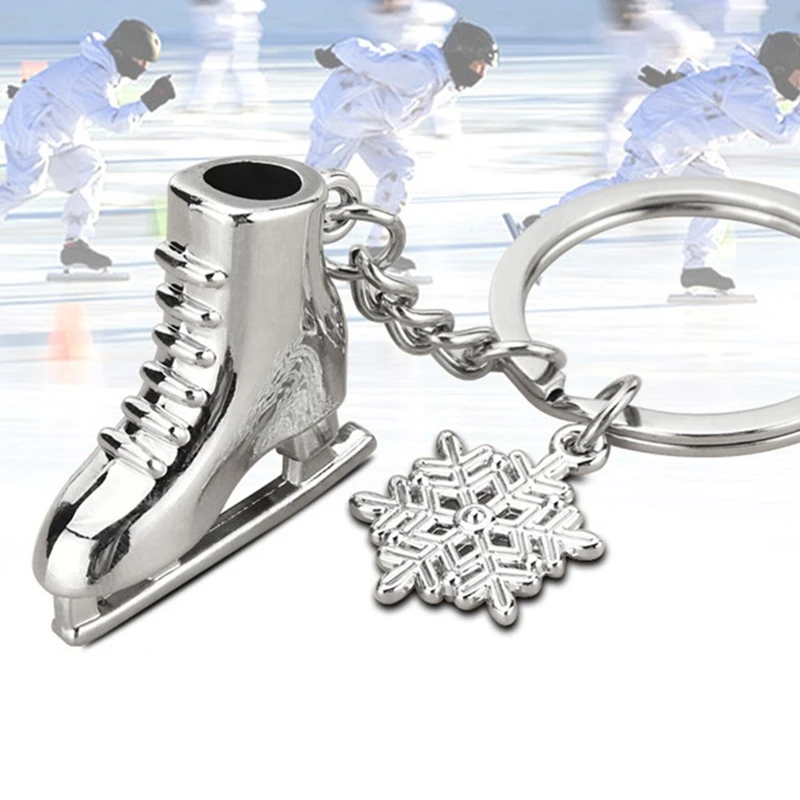 5 Pack Ice Skates Snowflake Keychain Gift 3D Skating Skate Shoe Key Ring For Winter Gift