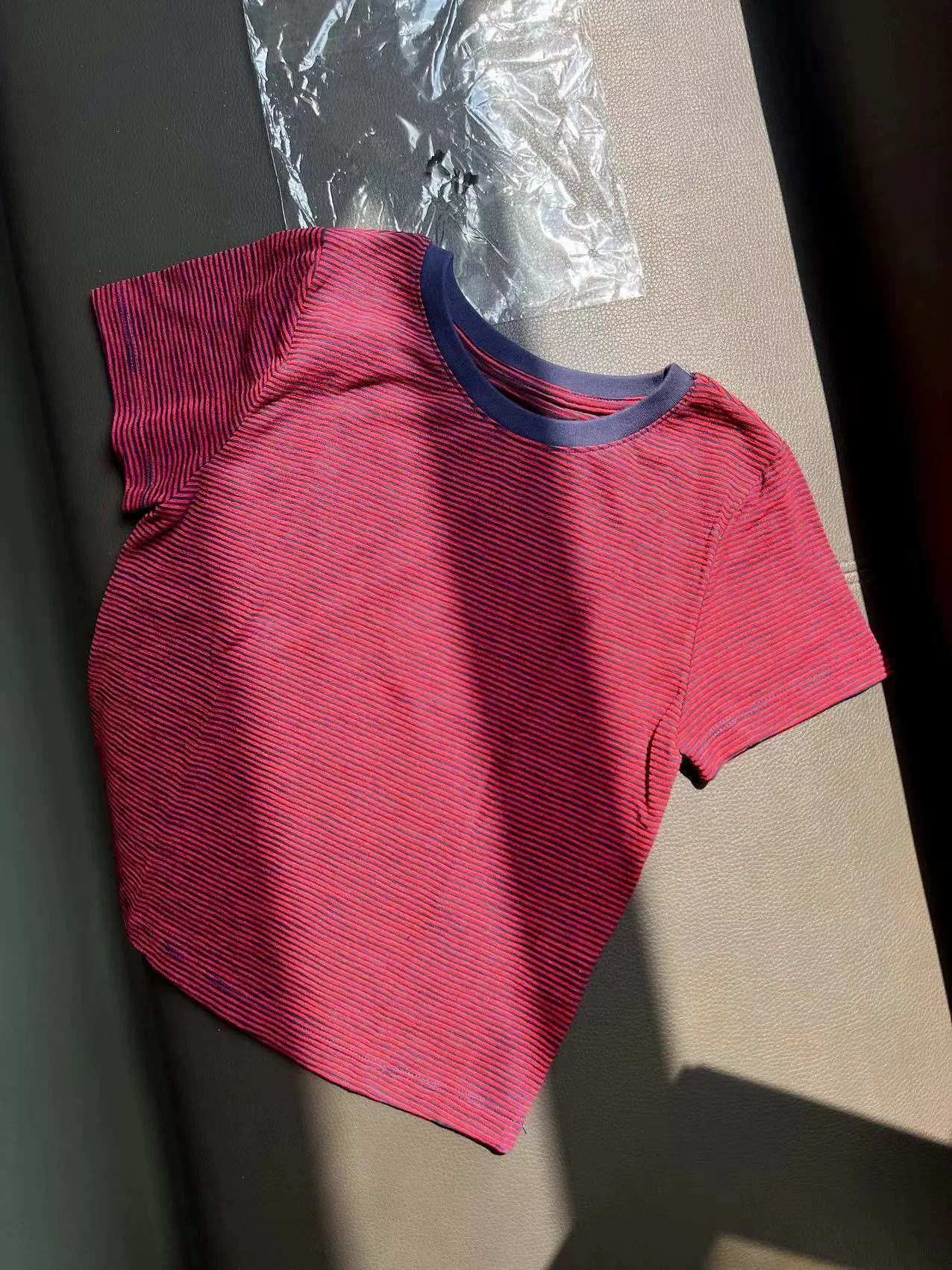 

Летняя футболка приталенного кроя с круглым узором Ne Stripe Versatile ort Sve Женская повседневная одежда Moisture ng ort Length