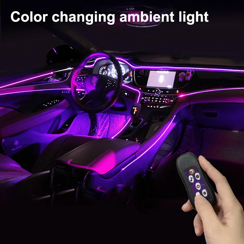 

Ruxin Car led interior ambient lights decorative lights center console USB Remote control Seven color Music changing neon lights