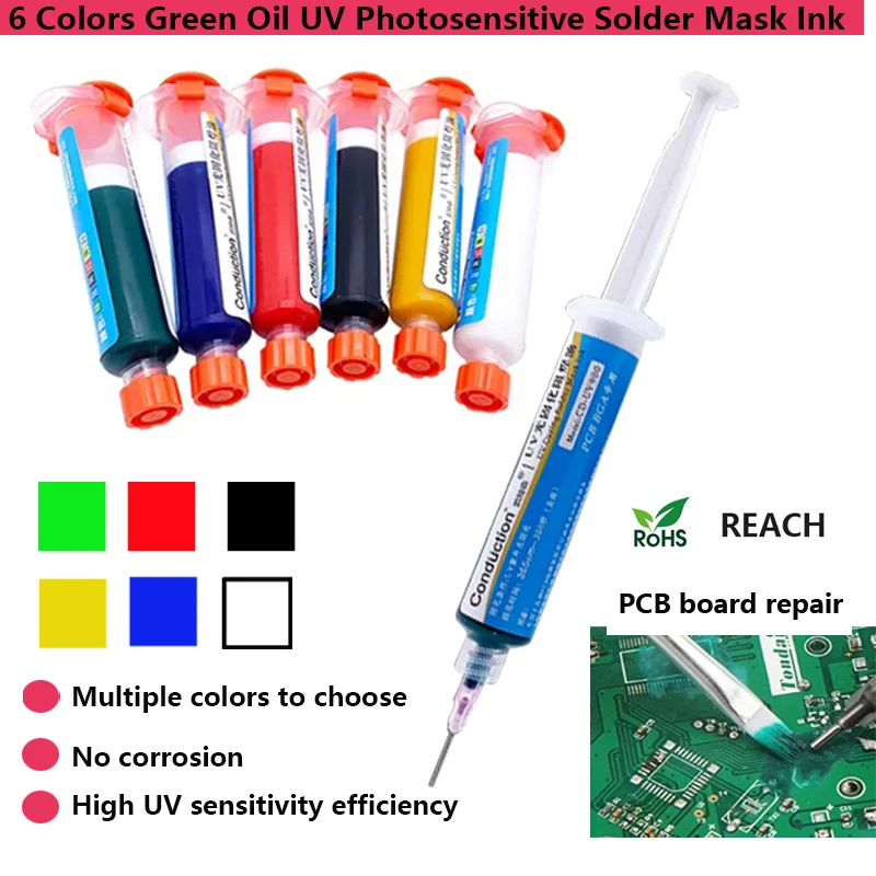 10ml UV Curing Solder Mask Ink Green/Black/Blue/Red/Yellow/ Welding Oil Paint Prevent Corrosive Arcing BGA PCB Electronic Repair