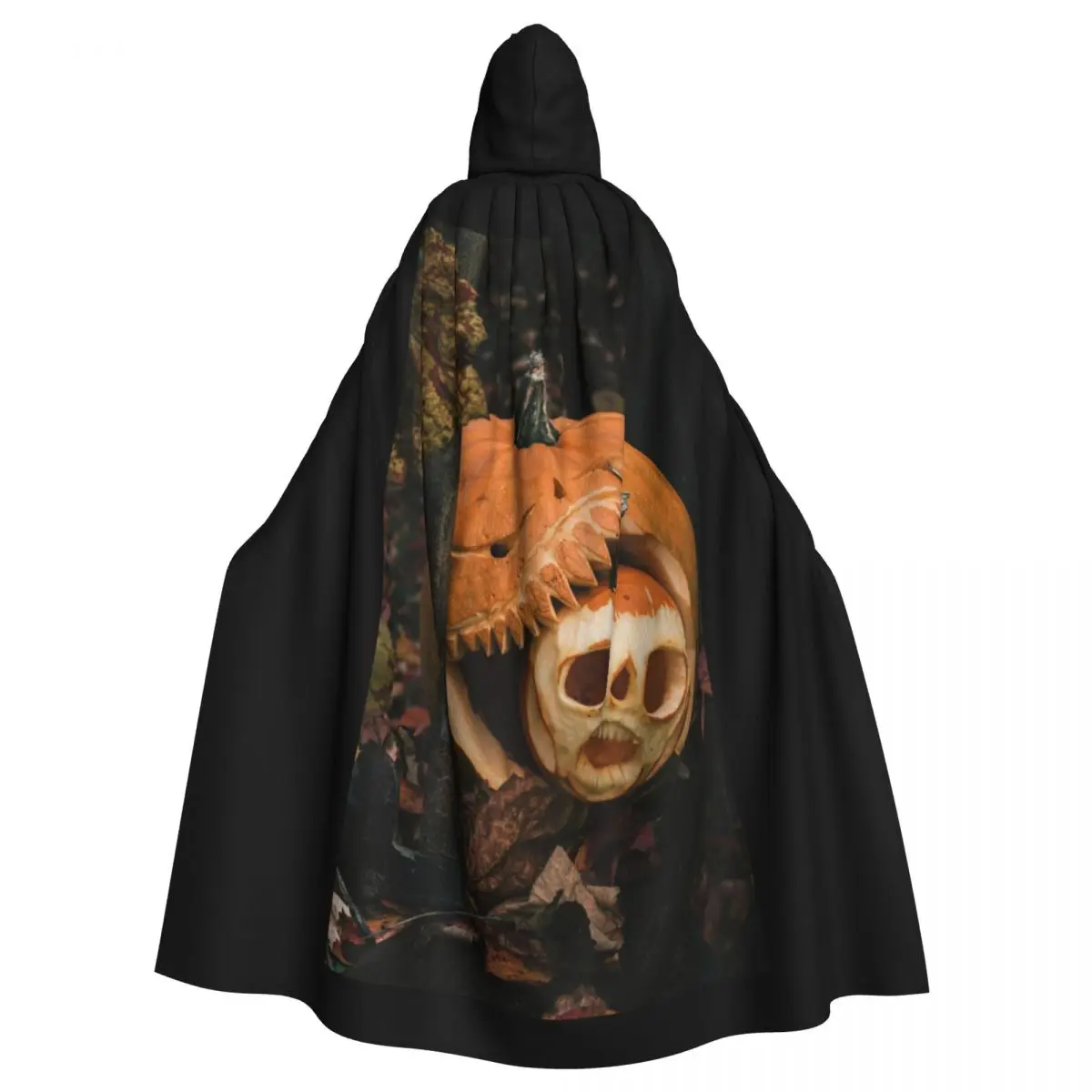 

Creepy Pumpkin Skull Cloak for Halloween Events Unisex Adult Cloak with Hood Long Witch Costume Cosplay