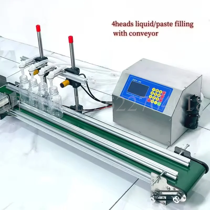 Commercial Automatic Liquid Filling Machine With Conveyor Belt 4 Head Filler Perfume Can Sense High Precision Heat Resistance