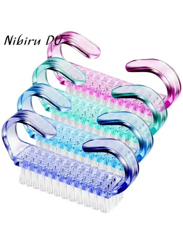 Plastic Nail Brushes Mix Color Nail Hand Scrubbing Cleaning Brush Dust Cleaner Nail Art Manicure Soft Remover Tools