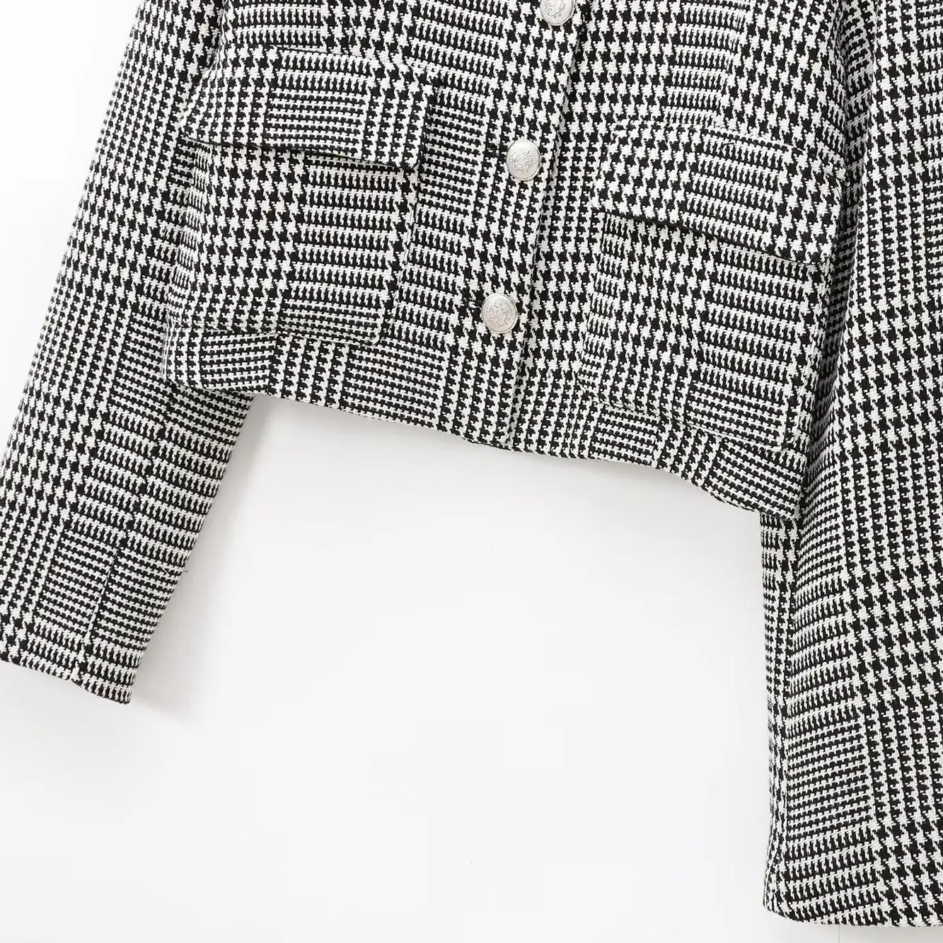 

JNLEAOG Женский ор Костюм Jaet Faion Design Plaid Pattern French Sle Stand Fit из полиэстера Long Sve круглый Ne But...