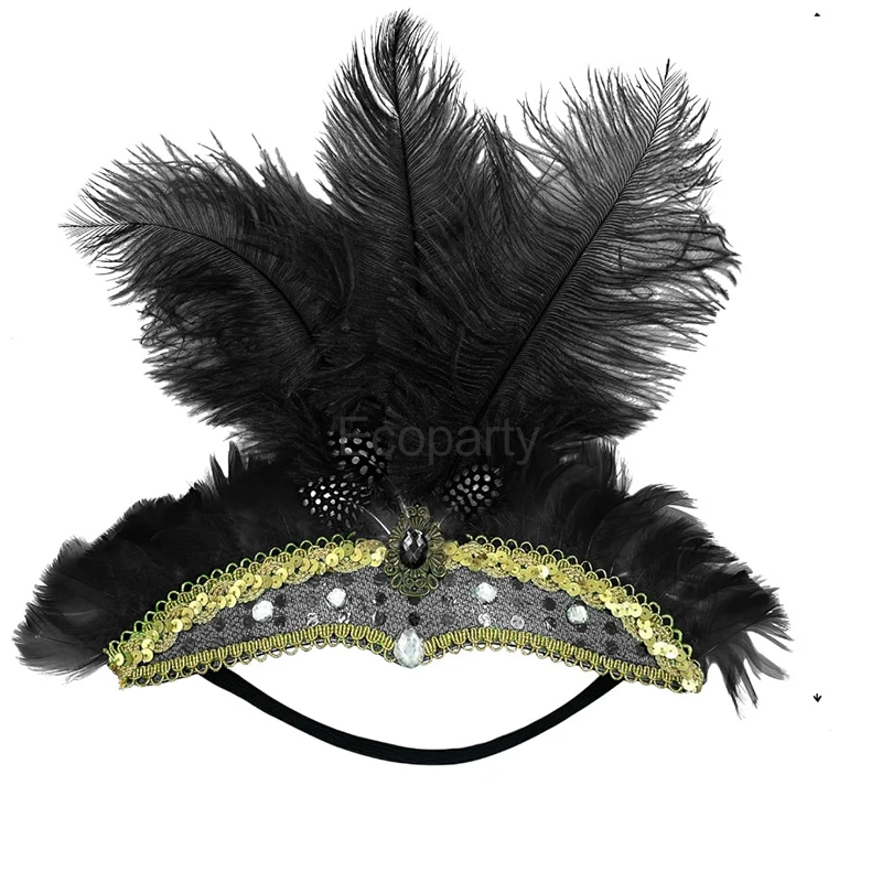 Bandeau de Sauna à Paillettes pour Femme, Accessoires de Costume de Carnaval Brésilien, Coiffe en Plumes Indiennes, Habillage de ixde Vacances