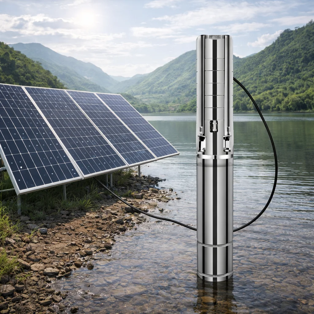 HYBRID SOLAR PUMP 3HP ACDC AUTO-SWITCH SS304 Impel 4 Submersible Pump Max head 110m Max Flow 5TH