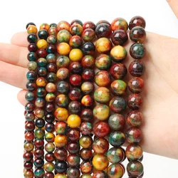 6/8/10mm AA Colorful Dragon Veins Agate Beads Natural Stone Round Loose Beads For Jewelry Making DIY Bracelets Accessories 15''