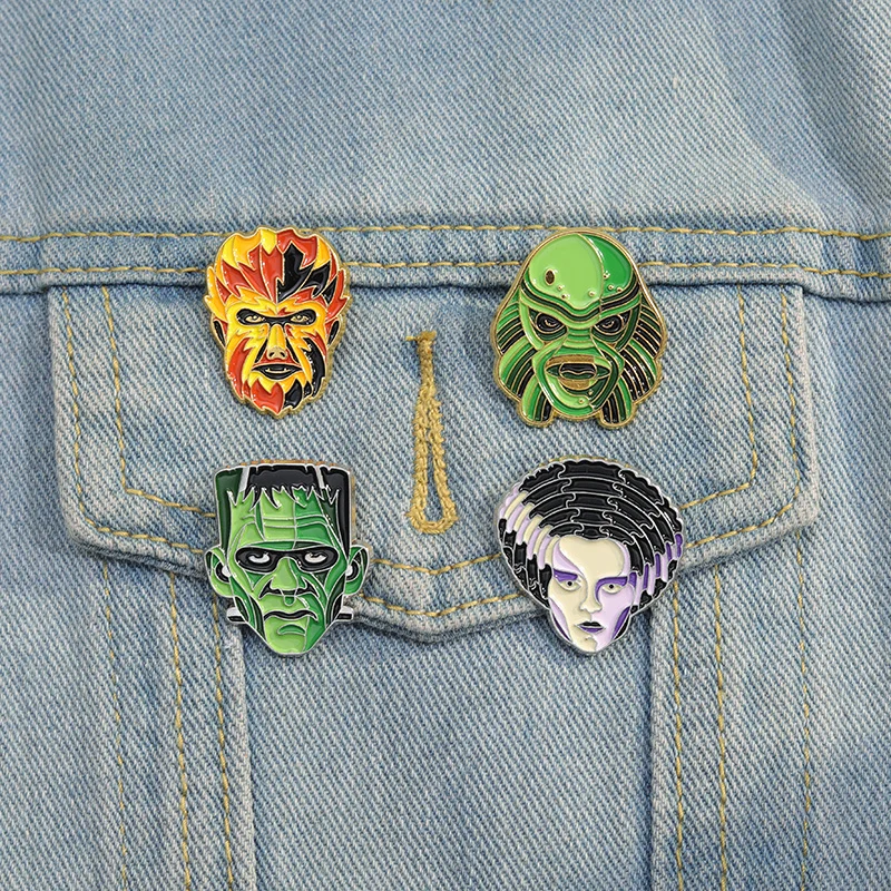 3-16 Stück/Set Halloween Goth Skelett-Kollektion Emaille-Pins Horrorfilme Monster Killer Messer Voodoo-Puppe Brosche Schmuck Geschenke – Detail 35