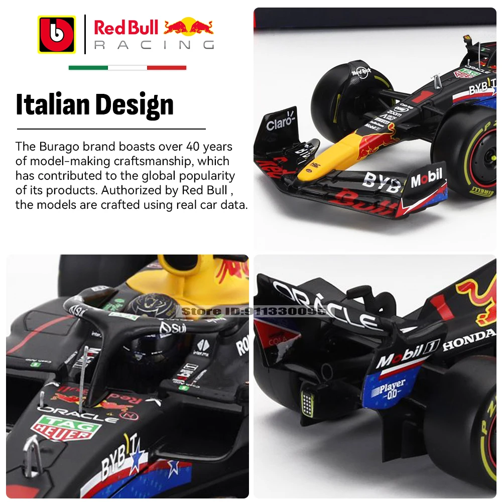 Bburago 1:24 F1 2023 Red Bull RB19 Amerikanische Rennstrecke # 1. Vestappan # 11 Perez Legierungs-Automodelle, Dekorationsstücke, Sammlerstücke, Spielzeug – Detail 5