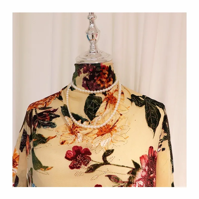 Velvet woven embossed with and patterns brocade fabric nightgown evening dress cheongsam