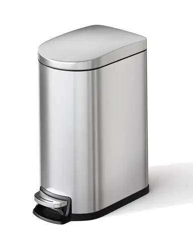 Slim Stainless Steel Kitchen Trash Can 6L – Step-On Pedal – Soft Close Lid – Odor Control – Removable Inner Bucket – Waterproof – Anti-Fingerprint – Compact Bin for Bathroom, Bedroom, or Kitchen