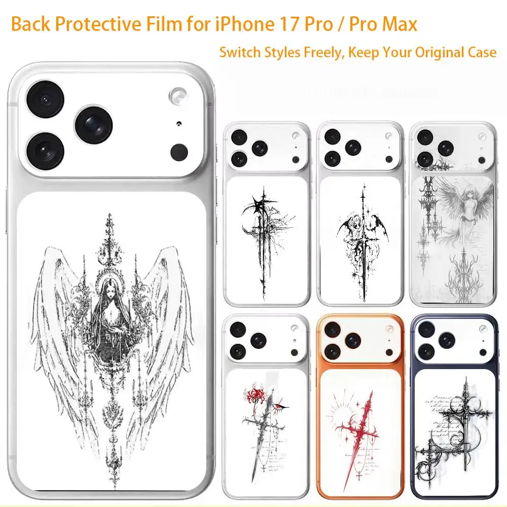 

Gothic Cross 3D Full Body Skin Decal for iPhone 17/Pro/Pro Max Color Rear Protective Sticker