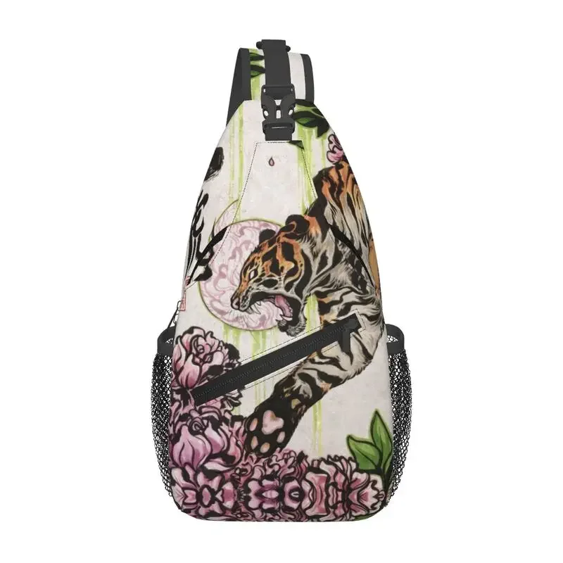 

Custom Casual Tiger Flowers Sling Bag for Cycling Camping Wild Animal King Crossbody Chest Backpack Shoulder Daypack