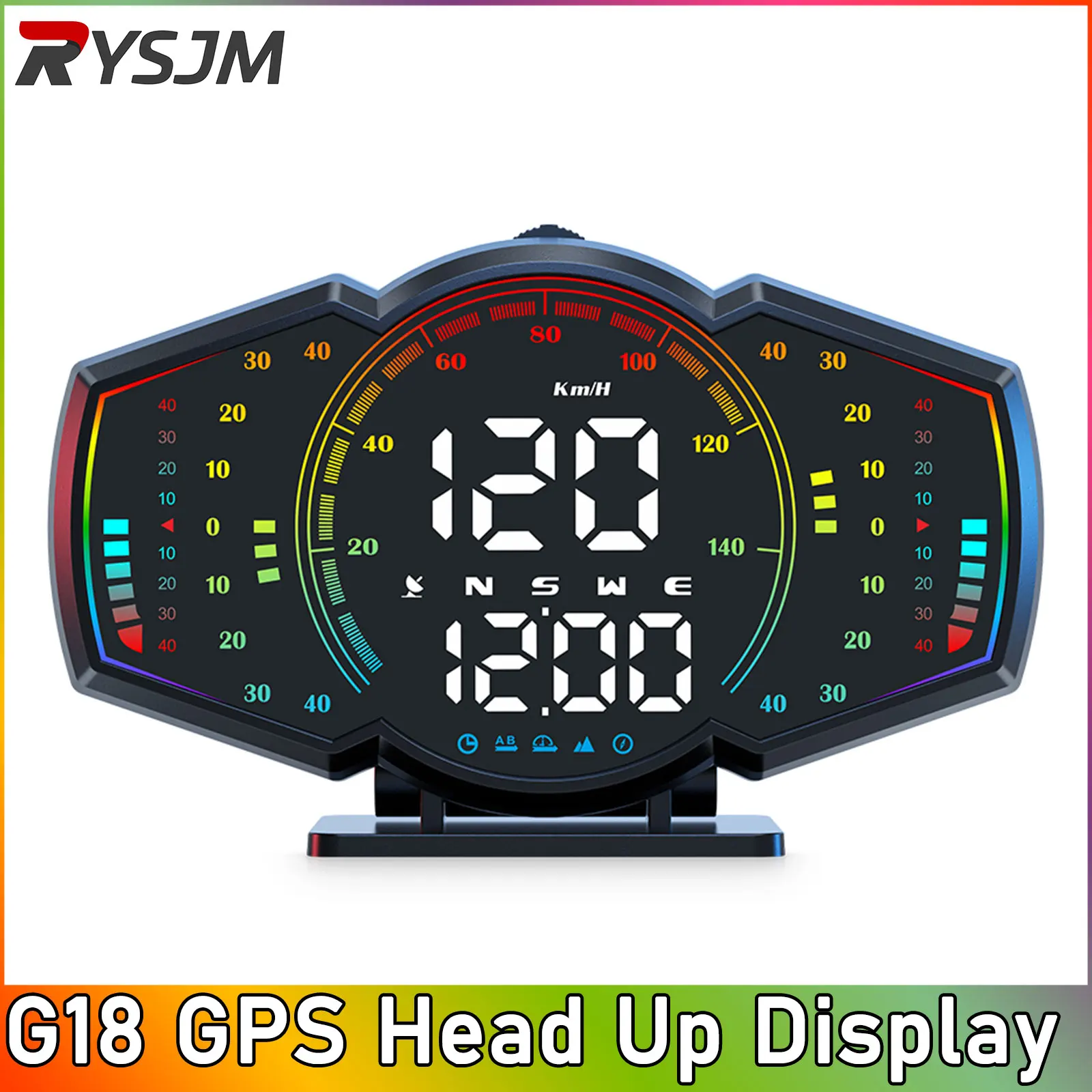 Head Up Display GPS HUD G18 Car Smart Speedometer Slope Meter Digital Speed KMH MPH with Alarm Compass Car Electronic Gauge