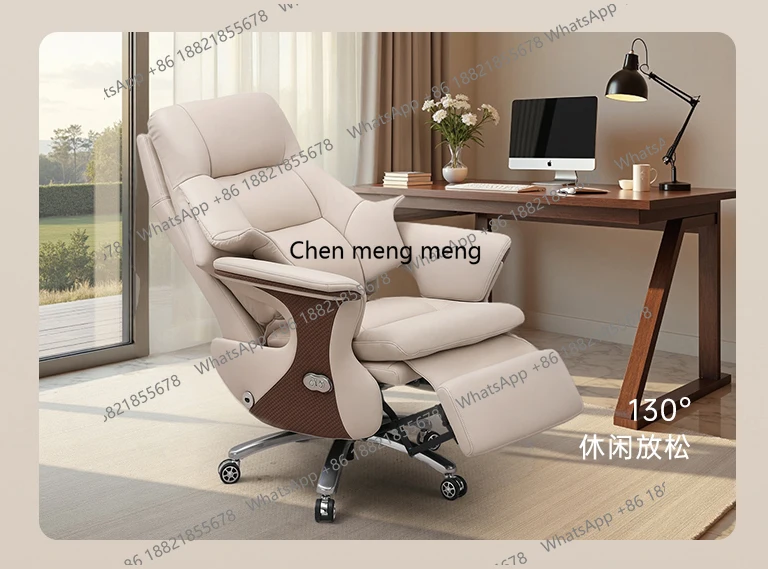 

Genuine Leather Office Chair Boss Armchair Desktop Stand Relax Chair With Wood Luxury Executive Cover Massage Electrich Arm