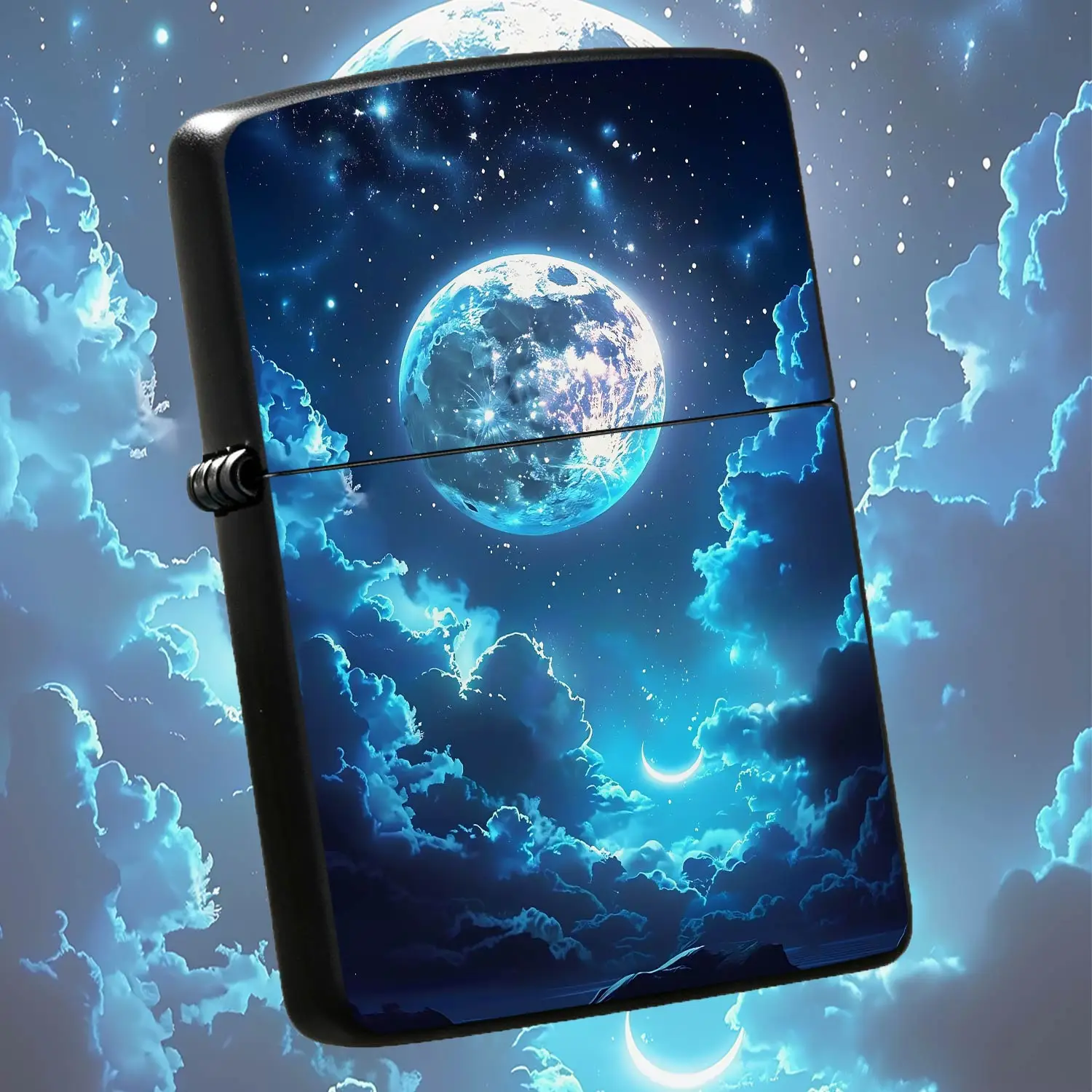 Dreamy Starry Sky Cloud Giant Moon Lighter, Aesthetic Crescent Night Sky Portable Igniter, Romantic Cosmic Themed Exquisite Accessory, Creative Practical Daily Item, Ideal Gift For All Scenarios Tosurprise For Your Belo A Humorous And Inter