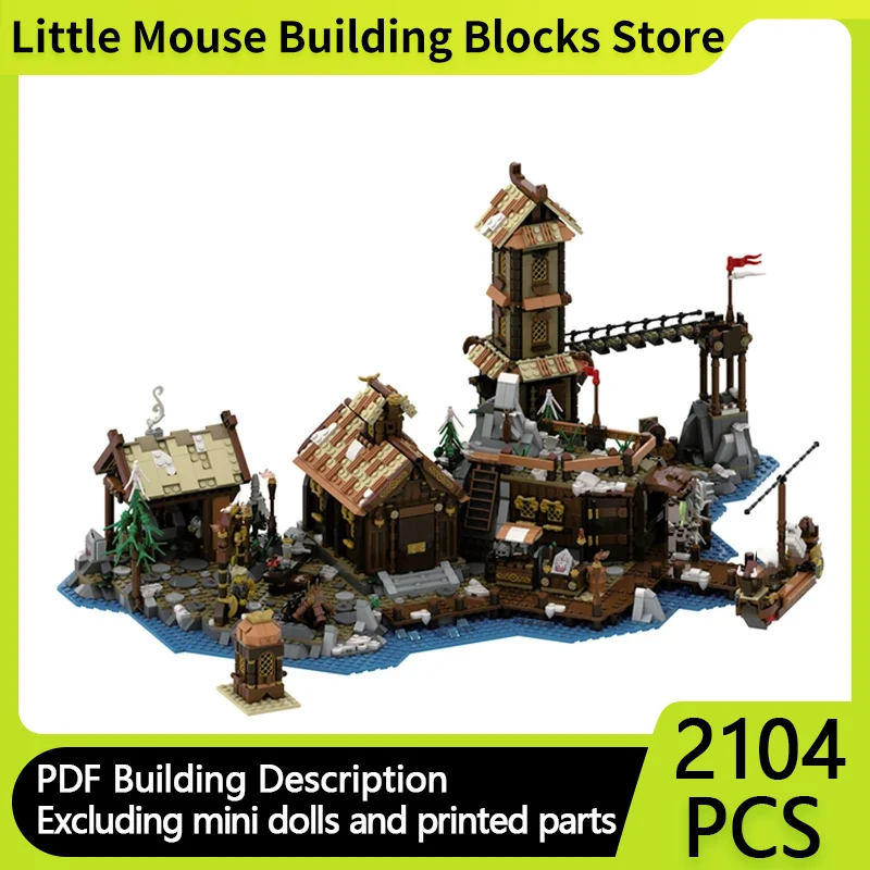 Medieval Castle Model MOC Building Bricks Viking Village Port Cabin Modular Technology Gifts Holiday Assemble Children Toys Suit