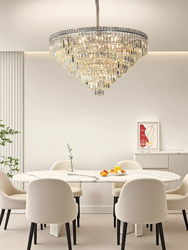 lustre de cristal claro de luxo iluminacao led moderna decoracao do lar lampadas de suspensao de ouro lustres de teto sala de jantar 2024 01