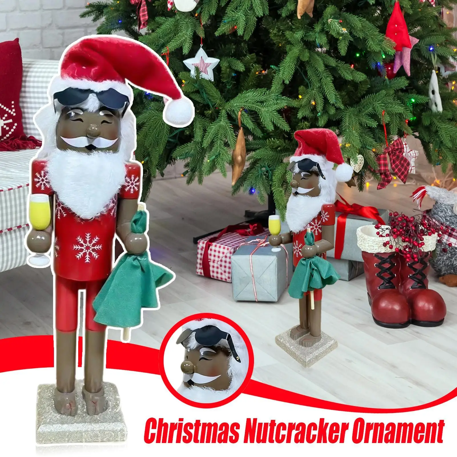 Nutcracker Decor Christmas African Santa Traditional Nutcracker Wooden Collectible Figurine Holiday Decoration For Kitchen