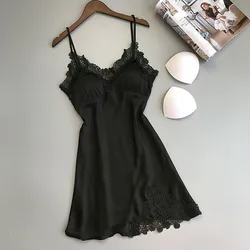 Camisones de encaje para mujer, ropa de dormir Sexy de retazos, lencería, vestido de seda para boda, 2024