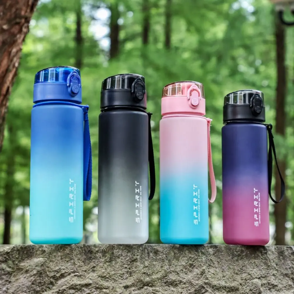 

PC Sports Water Bottle Leak Proof Portable Handle Colorful Plastic Cup Silicone Cup Holder Large Capacity Outdoor Sports Kettle