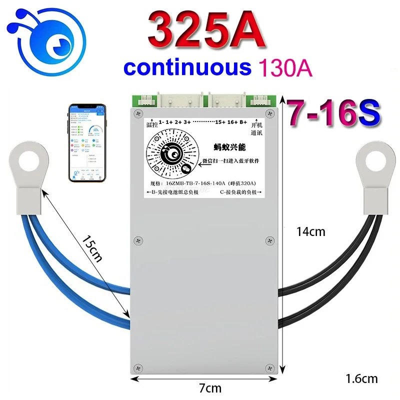 Ant 16S Smart BMS Bluetooth Active Balance Li-Ion LiFePo4 18650 Battery Ebike Protection Board 7S 8S 9S 10S 11S 12S 13S 14S 15S