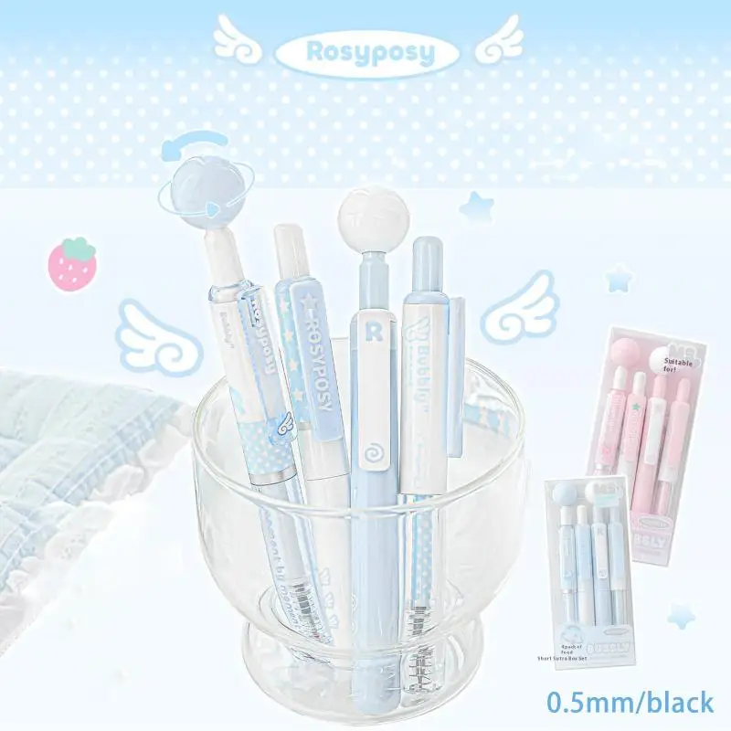 Short Design Pen Set of 4: 360° Rotating, High Beauty, Decompression Brushing & Problem-Solving