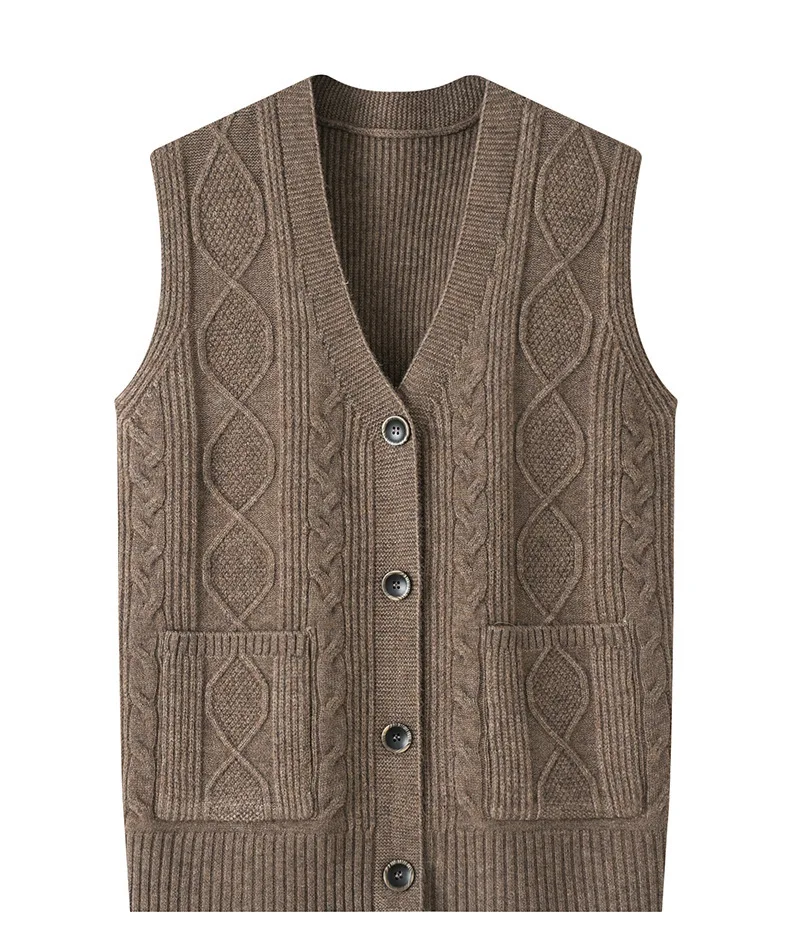 Middle-aged women mother knitted warm vest spring autumn shoulders grandma suit tops thin cardigan elderly woolen horse jacket