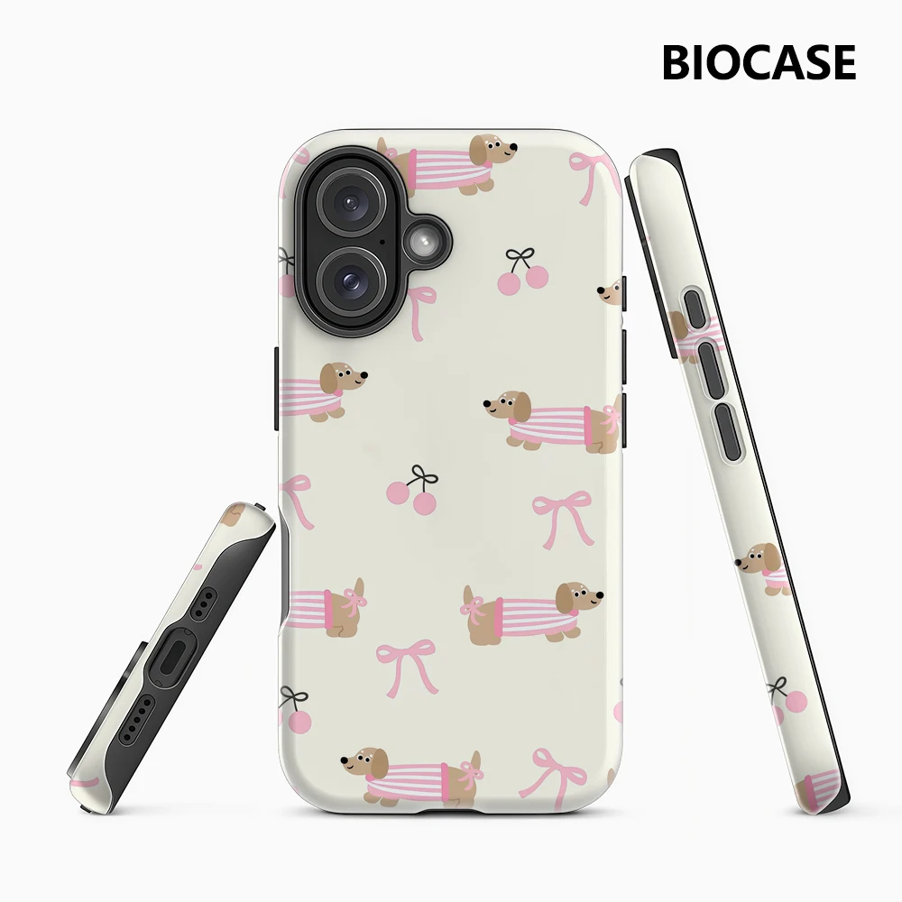 Dackel-Kirschbogendruck IPhone 17 Must-Haves Handyhülle für IPhone 17 16 15 14 13 12 Pro Max Plus Doppelschichtige Rückseite