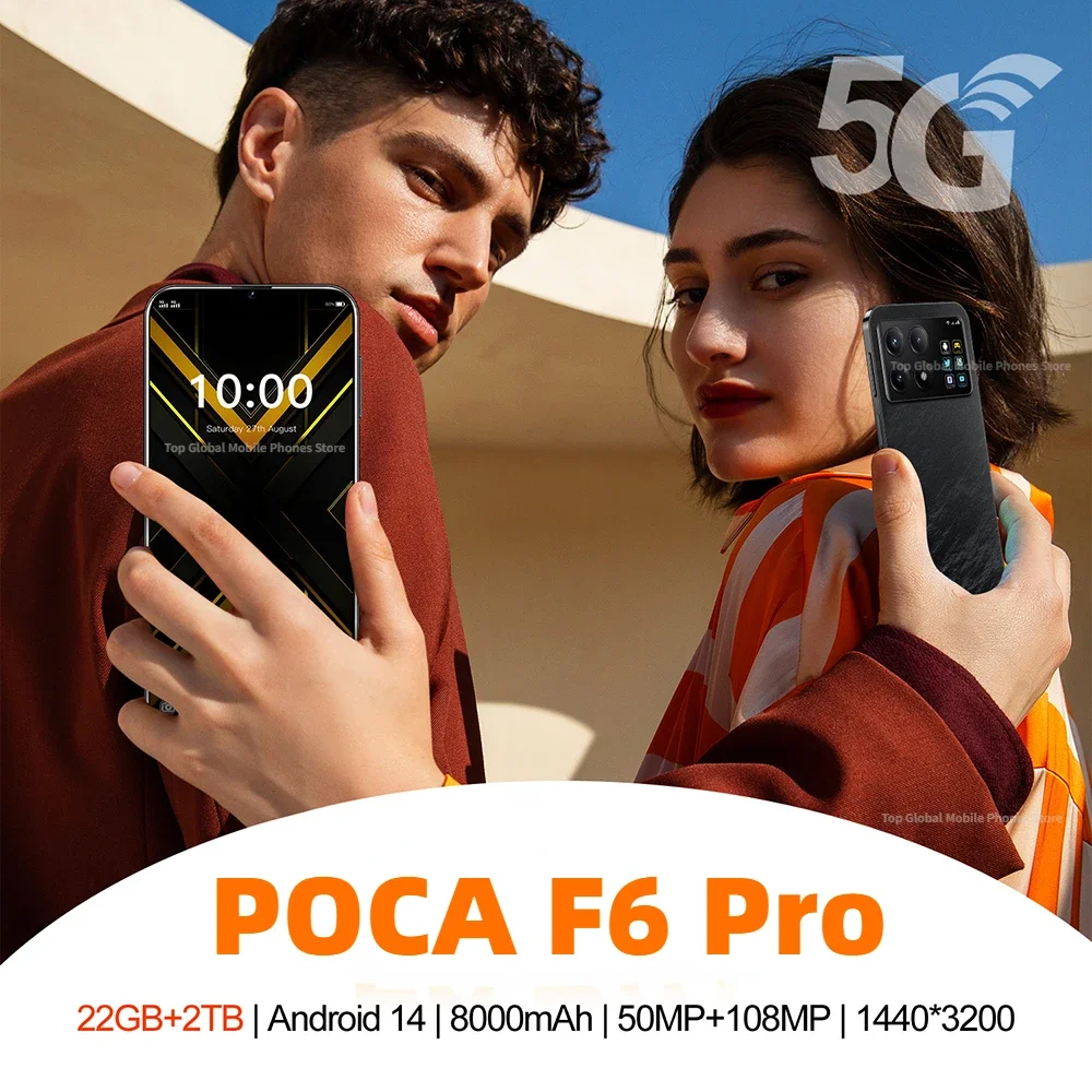 

POCA F6 Pro NFC 5G Smartphone Snapdragon 8+ Gen 3 120Hz 7.3"AMOLED Cell Phone 50MP Triple OIS Camera 90W 8000mAh LPDDR5 USF3.1