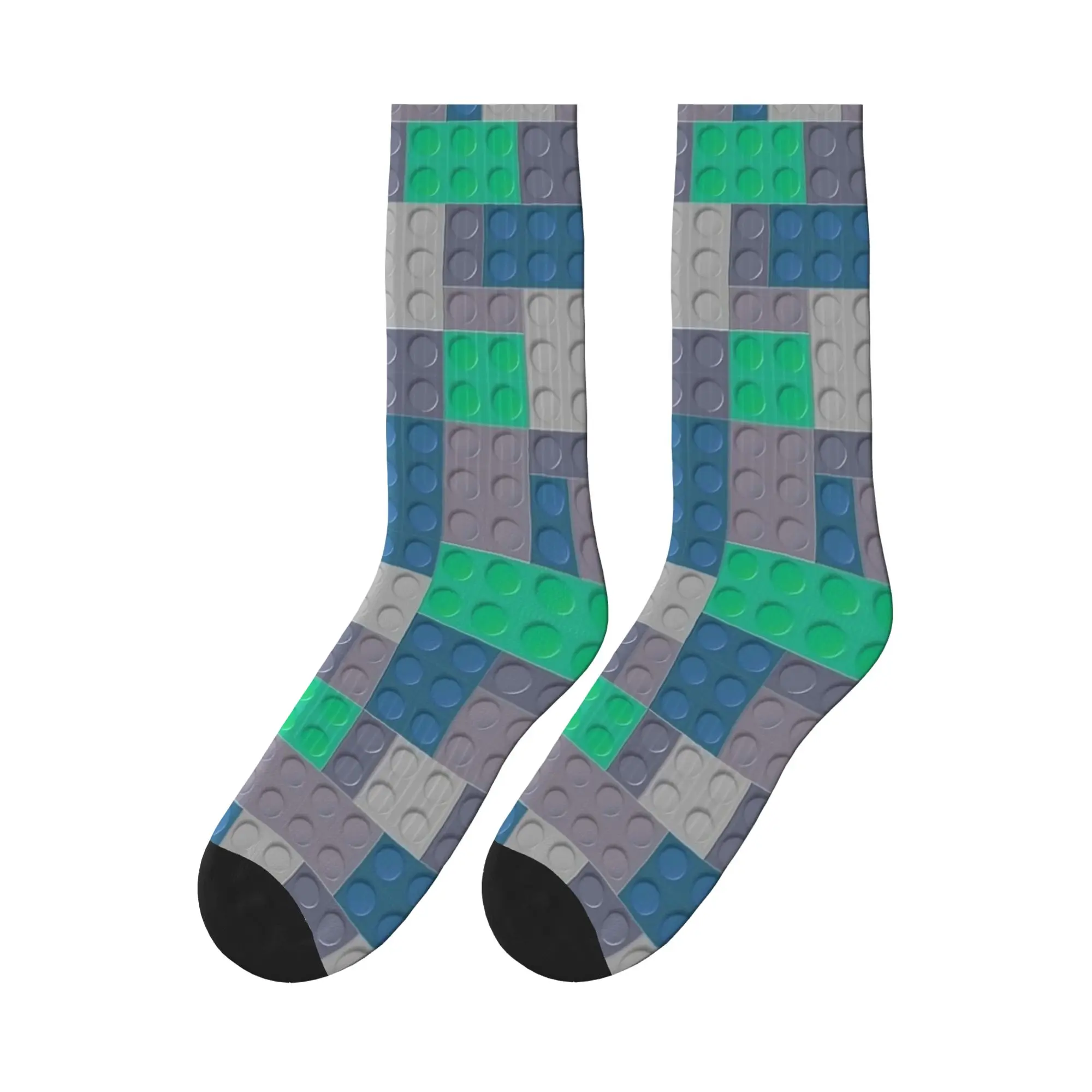Adults Men Socks Colorful Building Blocks Toys Stockings Autumn Kawaii Comfortable Socks Design Outdoor Sports Anti Socks