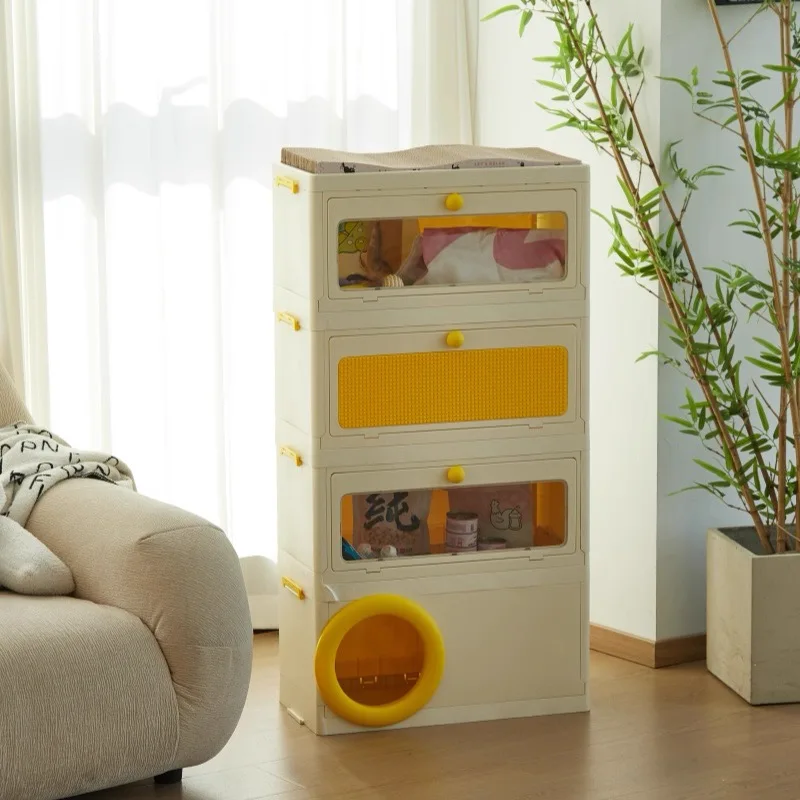 Cat scratching post bed integrated non-shedding uprightt toy house DIY multi-layer stackable pet toy and snack storage cat cage