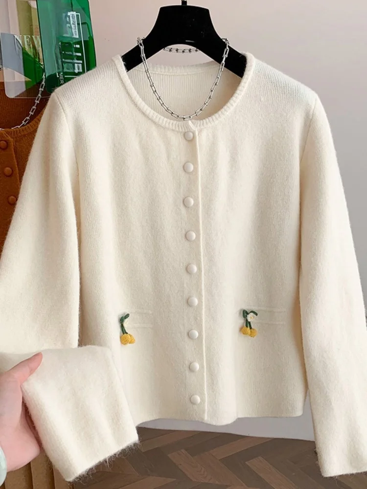 

Sli round Ne Knitted Sweater Coat Autumn Winter Soft Sle plus Size Women's Faionable Warm Long Sve Color C...