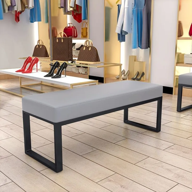 Light luxury clothing store shoe change stool household door bed end sofa stool stainless steel rest
