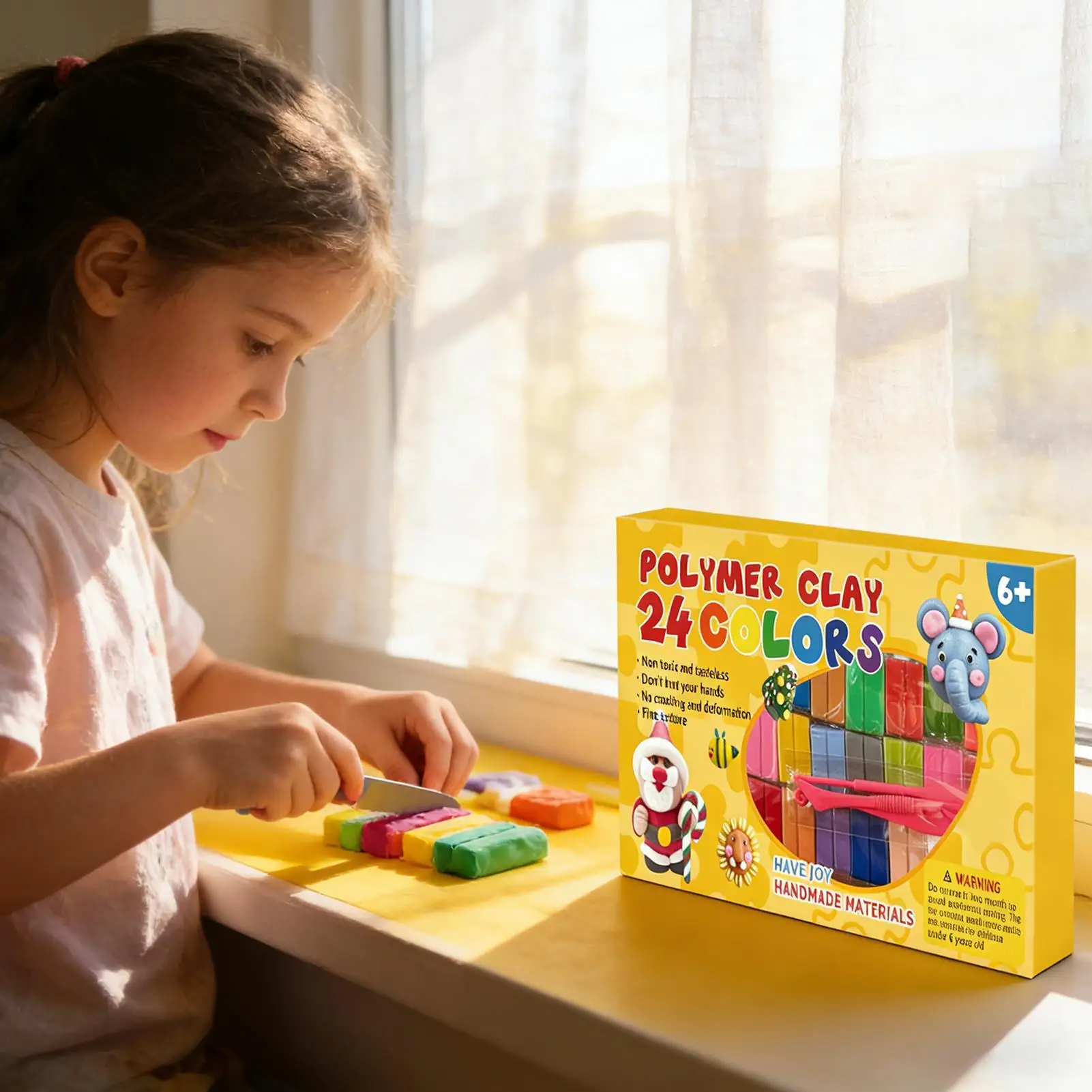 Kit de arcilla seca al aire de 24 colores, arcilla modeladora autodrenante para niños, masa para esculpir para juegos sensoriales en el hogar, escuela y aula