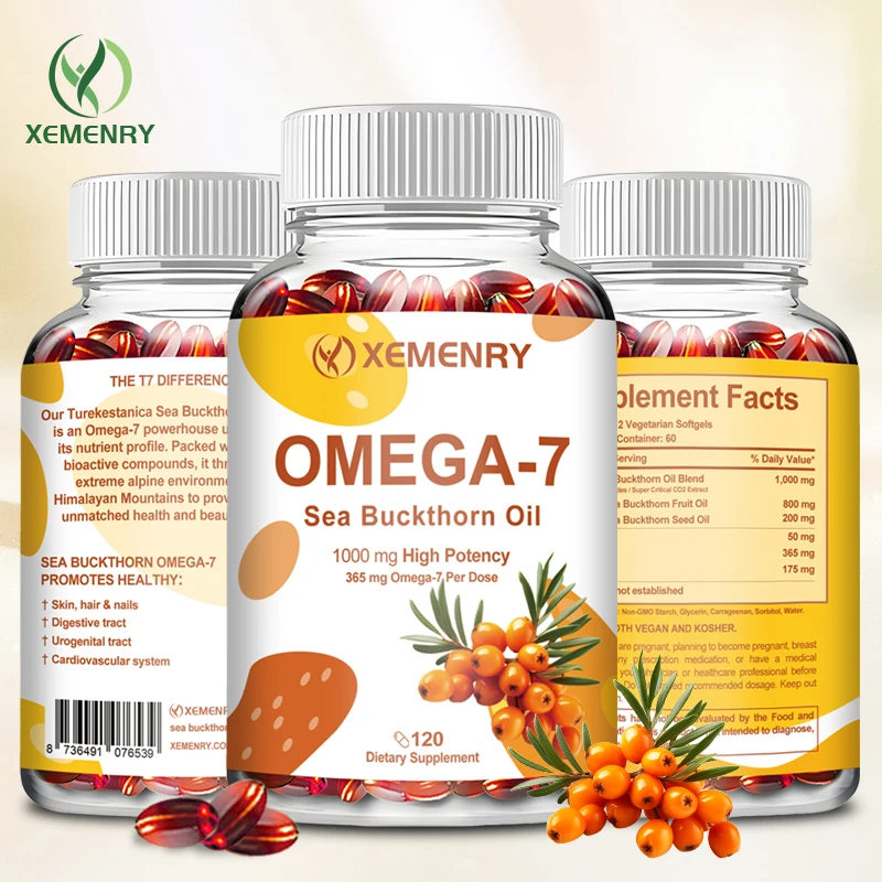 Omega-7 Softgels, Premium Himalayan Sea Buckthorn Oil – Supplement for Healthy Skin, Hair, Nails and Dryness