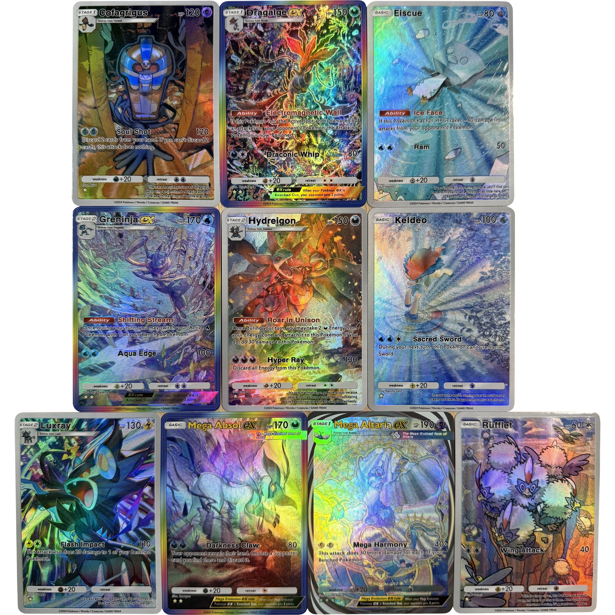 10Pcs/set PTCG POCKET Series English Greninja Altaria Absol Texture Flash Card Classic Game Anime Collection Cards