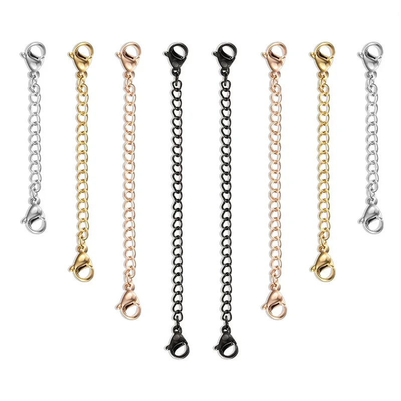 5pcs Necklace Extension Chain Lobster Clasp Gold Color Stainless Steel for DIY Jewelry Making Bracelet Necklace Tail Extender