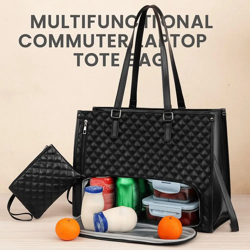 2-in-1 Laptop Lunch Tote Bag Shoulder Strap 15.6inch Multifunctional Laptop Handbag Large Lunch Box Portable Laptop Bags